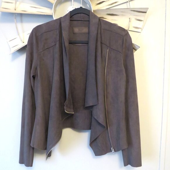 BLANKNYC Asymmetrical Zip Drape Front Faux Suede Jacket Small Blank NYC - Picture 4 of 8